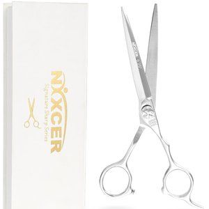NIXCER SIGNATURE SERIES ARC CONVEX EDGE HAIR CUTTING SCISSORS (SILVER)